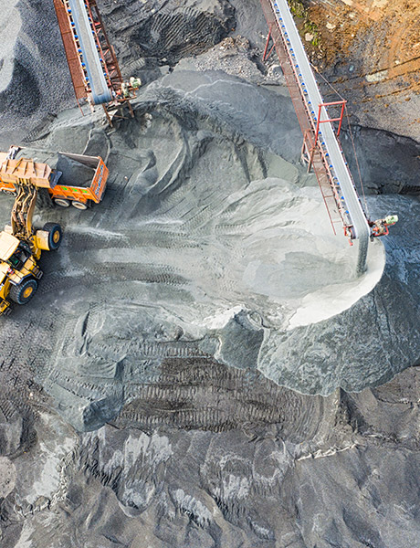 Aerial shot of a quarry conveyor system
